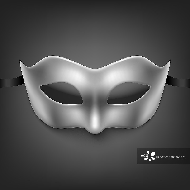 3D逼真银色狂欢节面具图片素材
