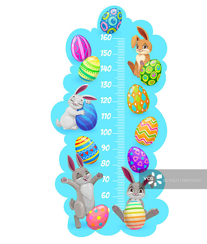 卡通兔子鸡蛋儿童身高尺图片素材