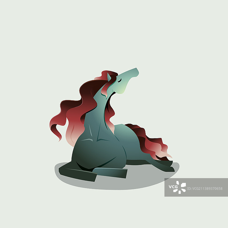 漂亮的红色长发母马图片素材