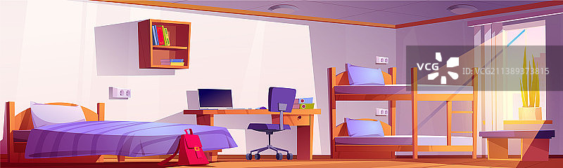 学生宿舍或带双层床的房间图片素材