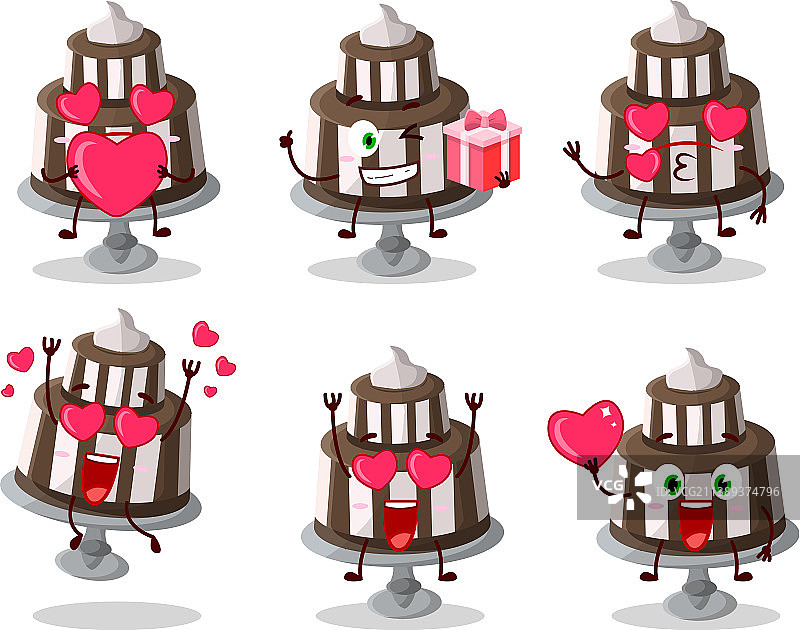 爱心巧克力蛋糕卡通形象图片素材