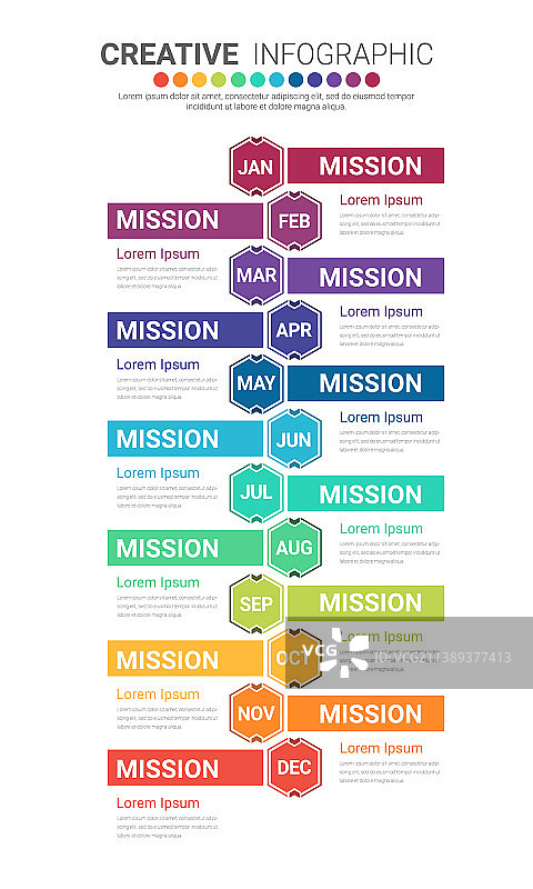 一年12个月信息图表时间轴图片素材