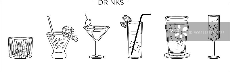 酒精饮料线性艺术合集图片素材