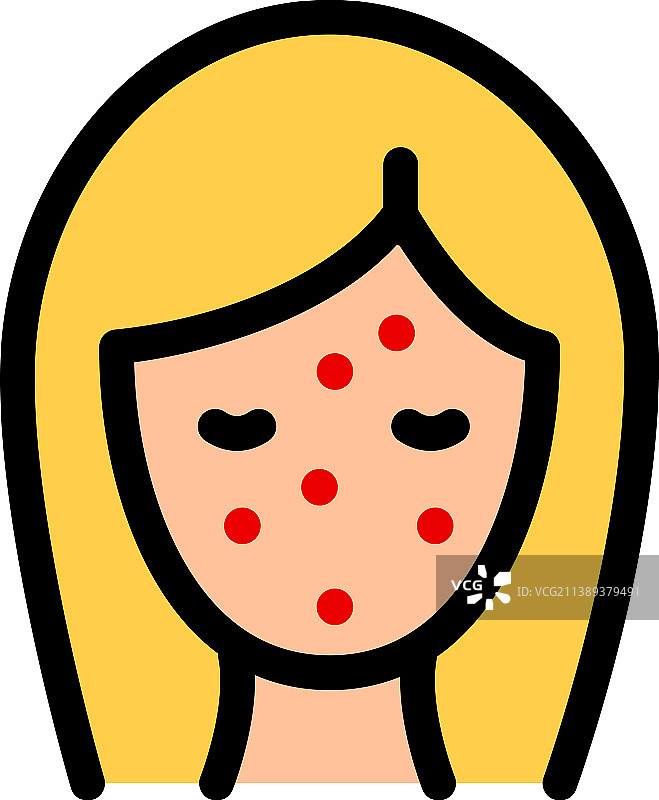 有痤疮的女人彩色图标图片素材