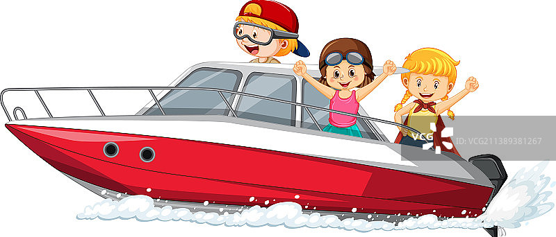 和朋友一起开船的年轻男孩图片素材