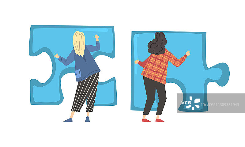 年轻女子拼图的背影图片素材