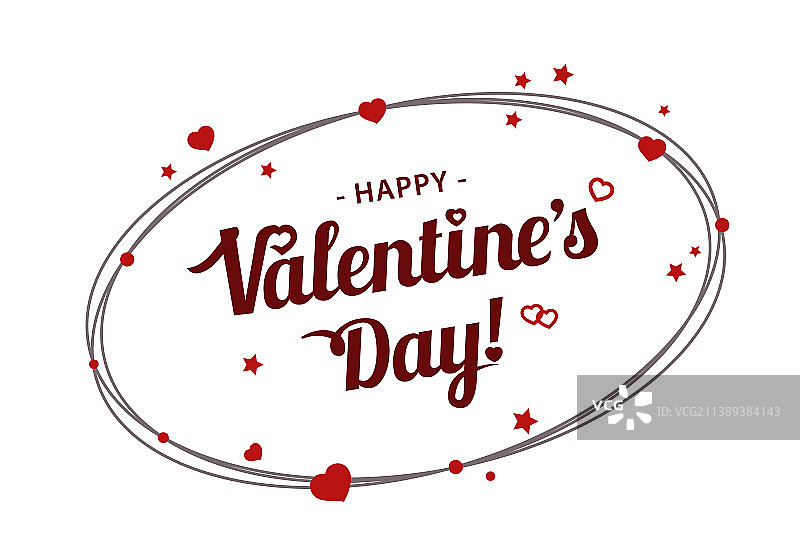椭圆形线框描边情人节卡片图片素材