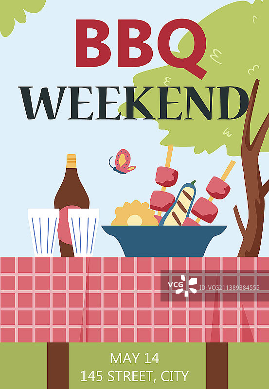 烧烤派对扁平风海报图片素材