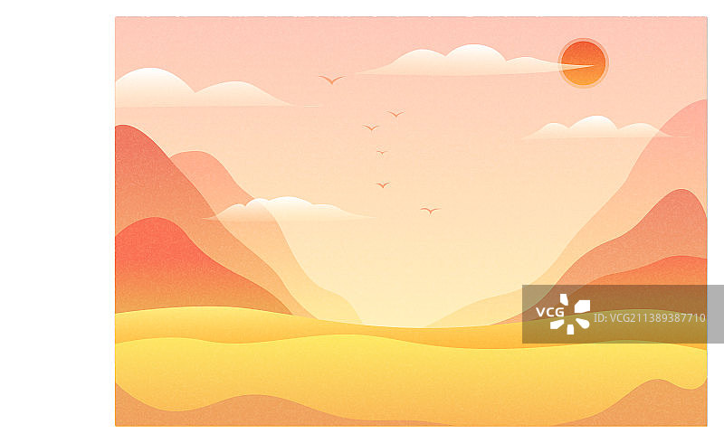 秋天自然风景清新矢量背景插画横版3图片素材