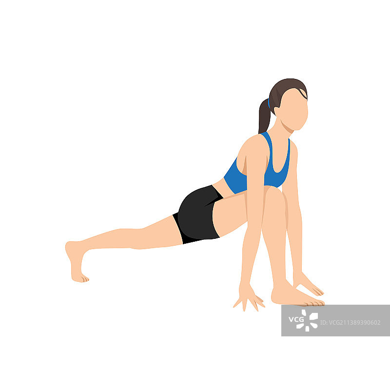 做高弓步式瑜伽的女人图片素材