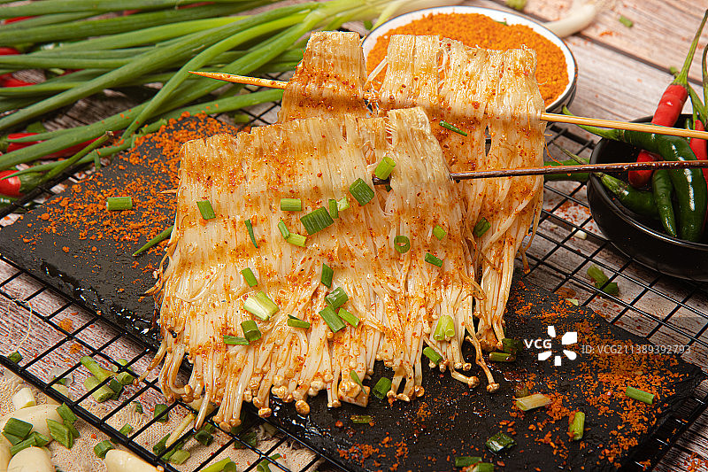 金针菇烤串图片素材