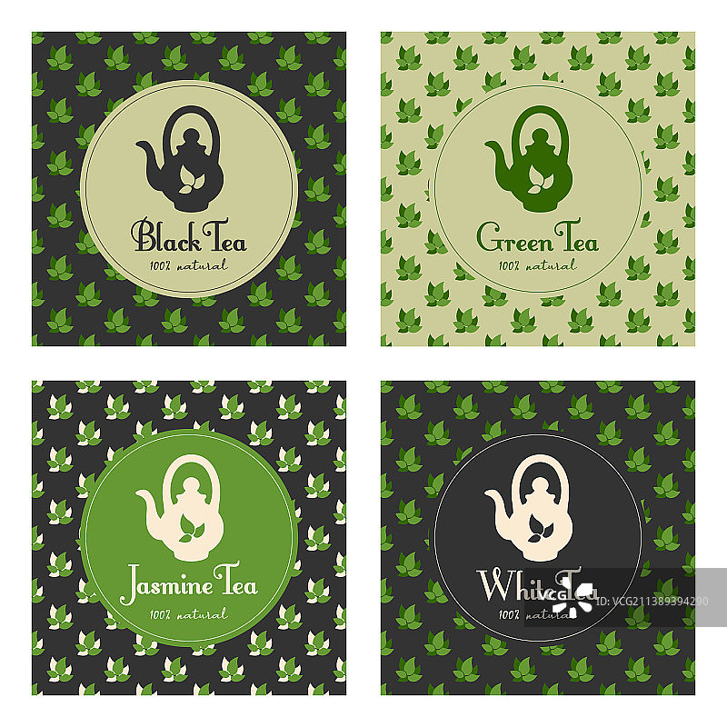 茶叶包装手绘图案合集图片素材