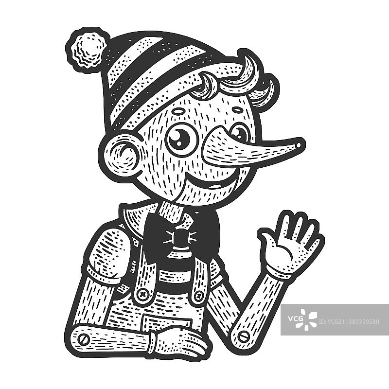 匹诺曹小说人物素描图片素材