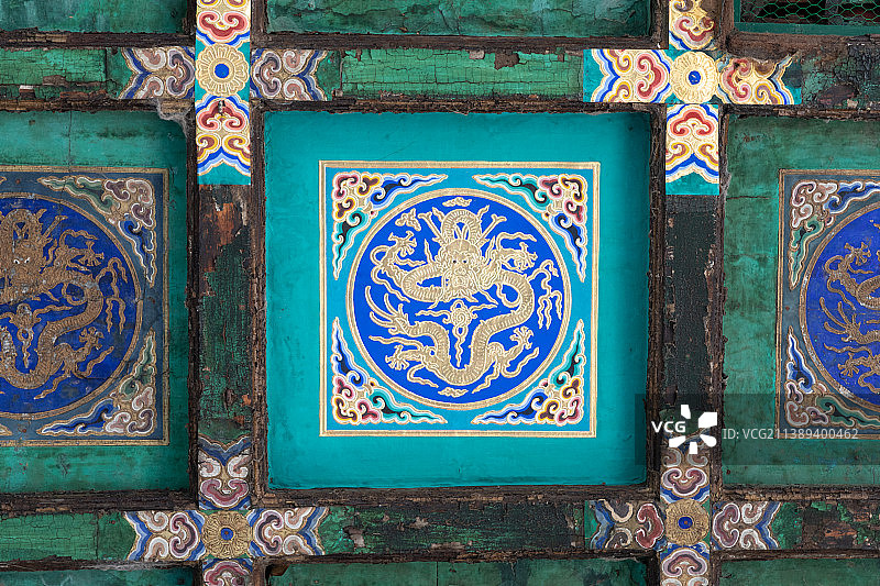 北京御花园澄瑞亭顶部藻井图案图片素材