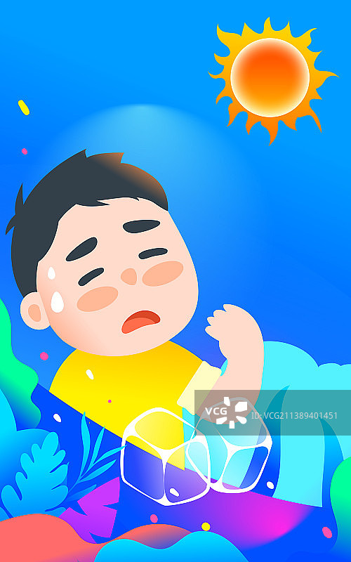 高温预警烈日环境预防中暑三伏天酷暑插画图片素材
