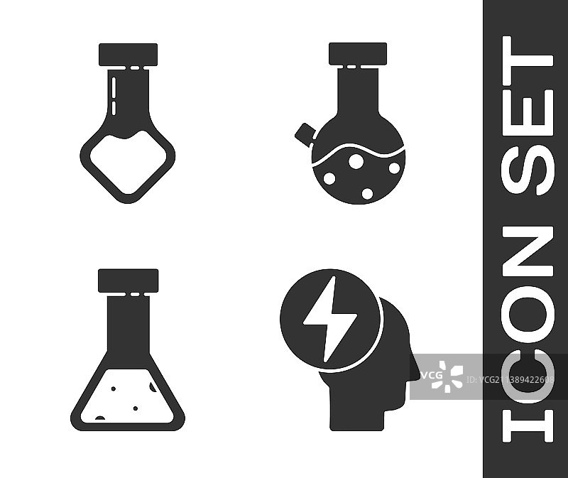 头部、电力符号、试管和烧瓶合集图片素材