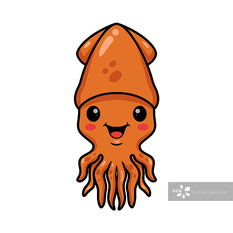 摆姿势的可爱小鱿鱼卡通图片素材