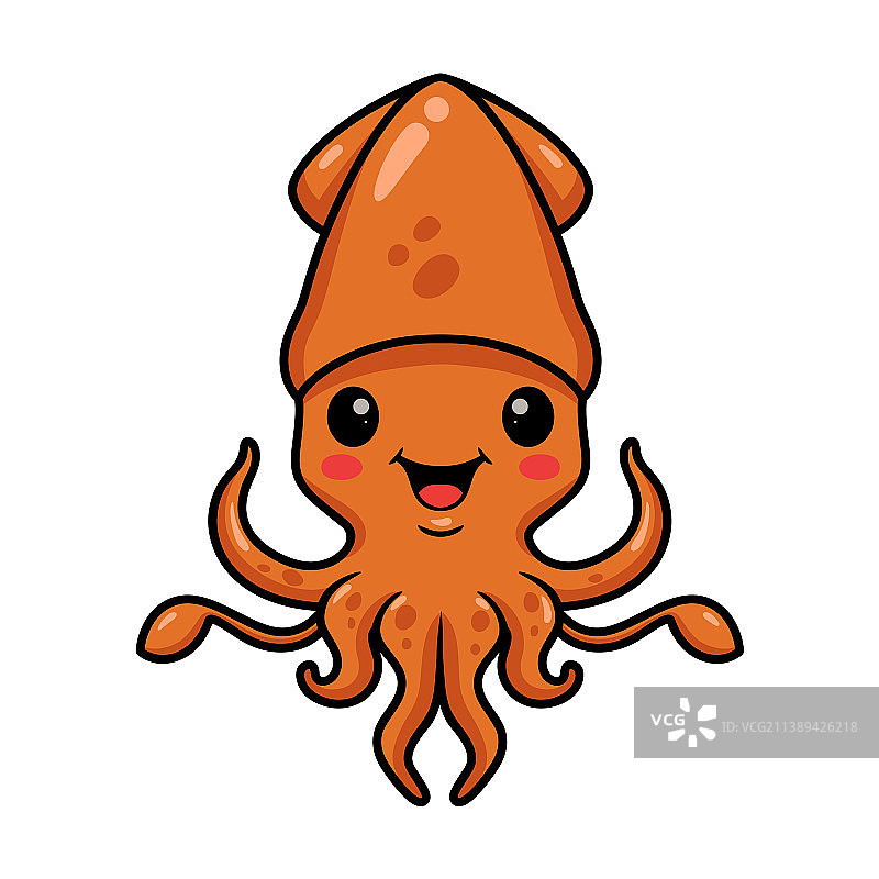 摆姿势的可爱小鱿鱼卡通图片素材