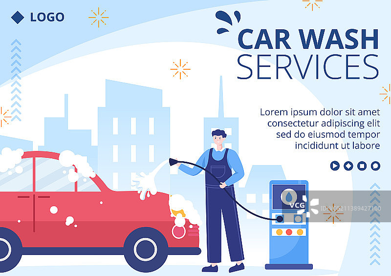 汽车清洗服务宣传册模板扁平风格设计图片素材