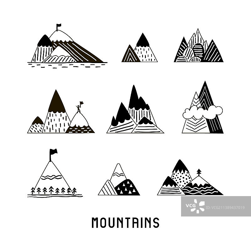 黑白山脉图片素材