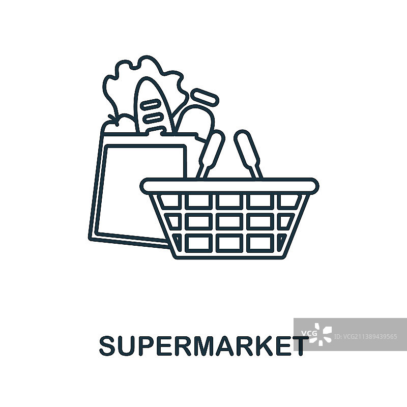 大城市生活超市线性图标元素图片素材