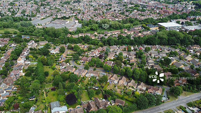 英国莱顿巴扎德镇的鸟瞰图，金色里迪，英国莱顿巴扎德图片素材