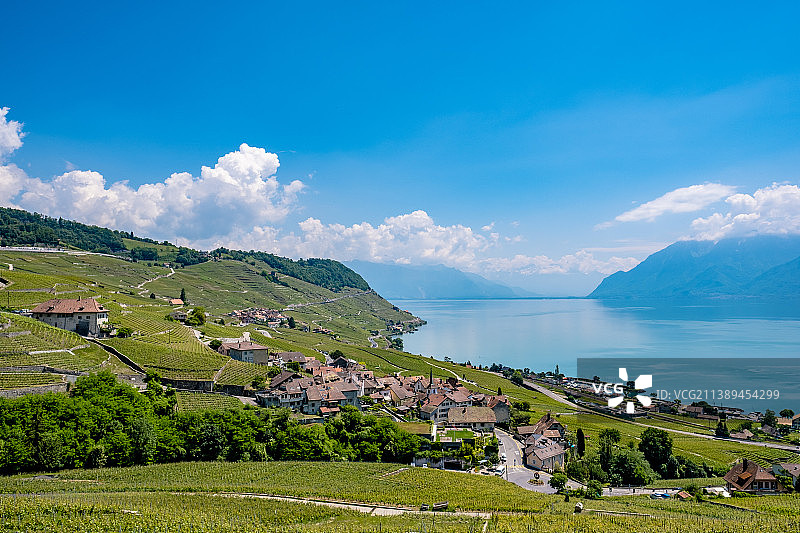 瑞士屈利日内瓦湖风景图片素材