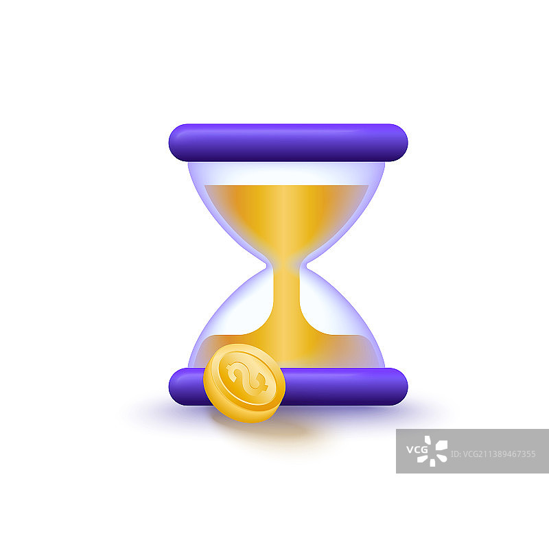 3D沙漏与美元金币图片素材