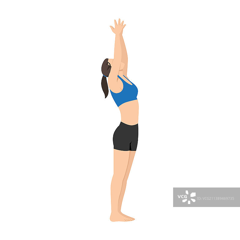 女人做向上致敬式瑜伽姿势图片素材