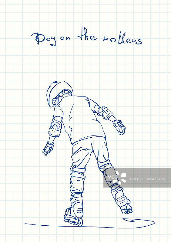 男孩学习滑旱冰的背影图片素材