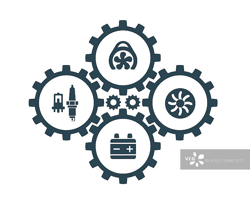 带有汽车零件的图标和标志图片素材