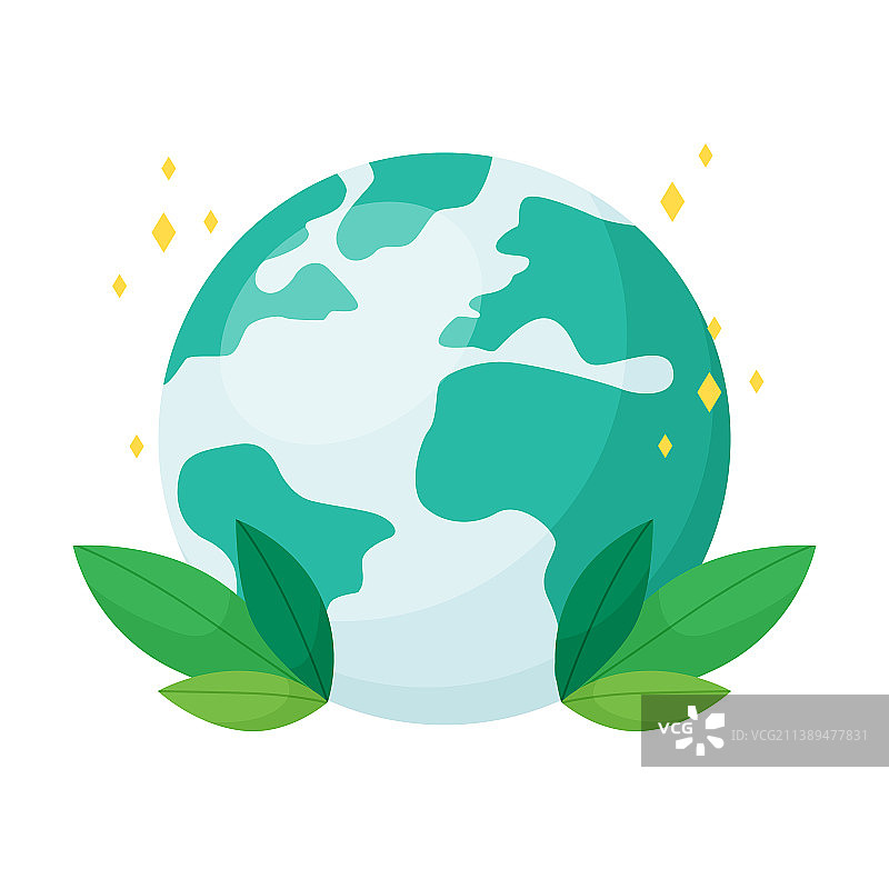 具有生态概念叶子的地球图片素材