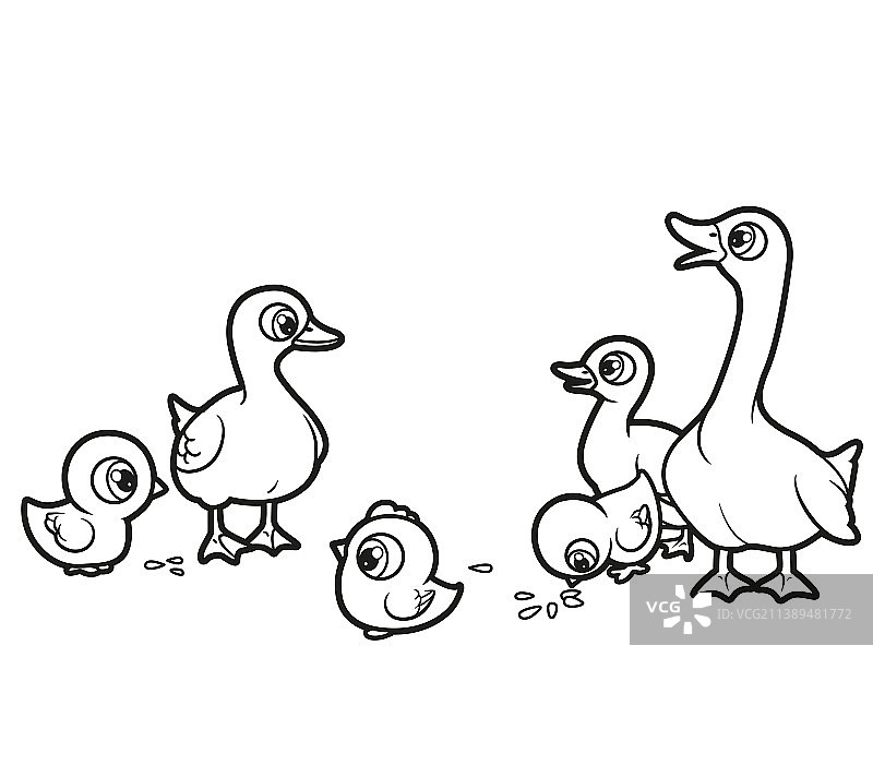 卡通鸡、鹅和鹅雏图片素材