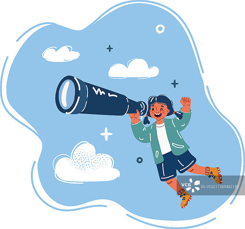 观察地平线的女孩图片素材