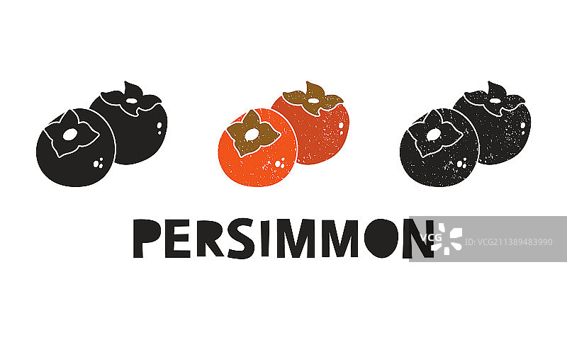 柿子轮廓图标与文字集图片素材
