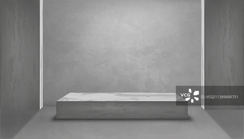 带有3D领奖台模型的灰色混凝土工作室房间图片素材