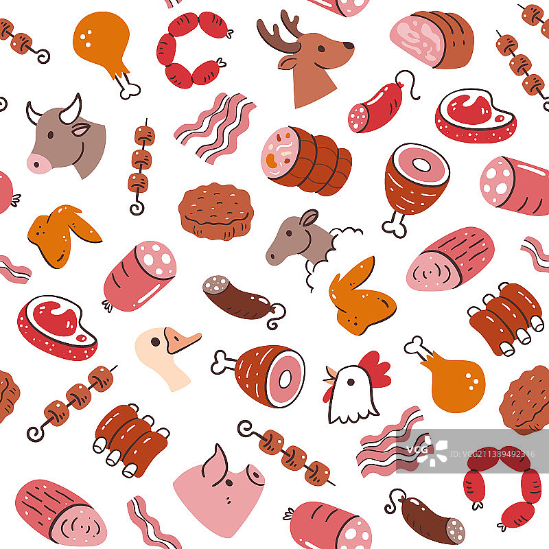 肉类产品无缝图案图片素材