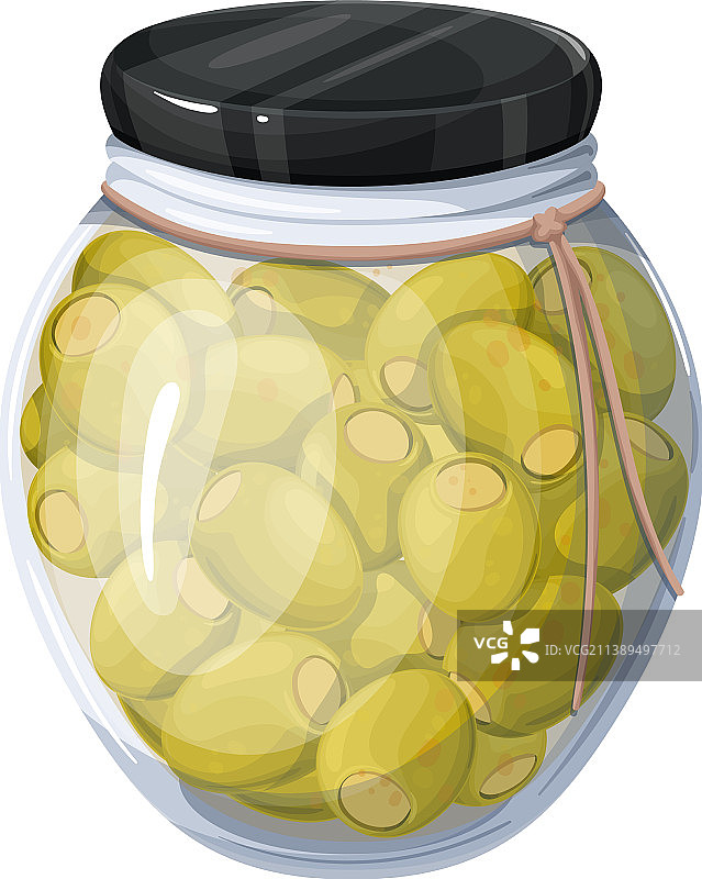 玻璃罐中的绿色橄榄图片素材