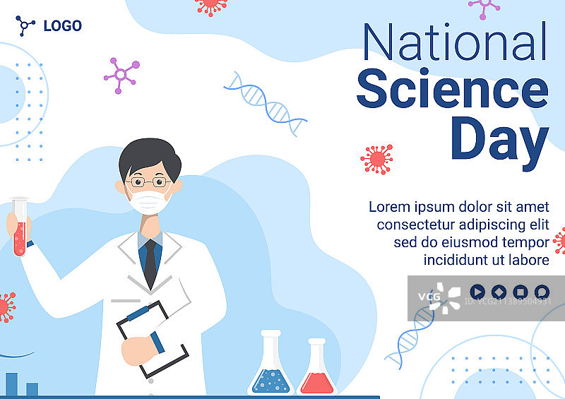 国家科学日宣传册扁平风格模板图片素材