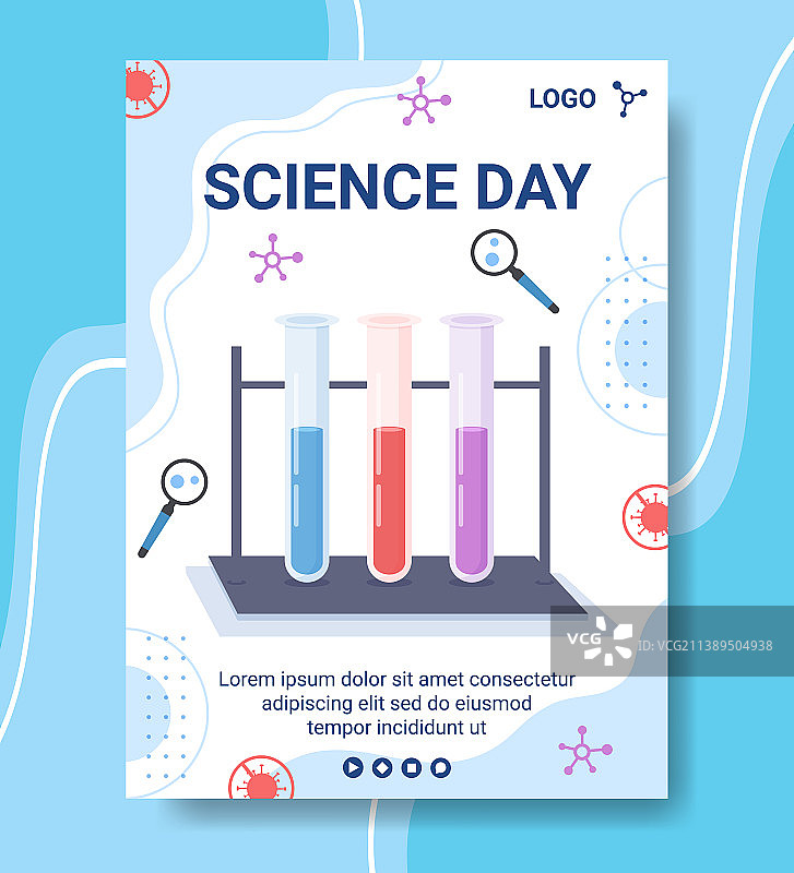国家科学日海报模板扁平设计图片素材