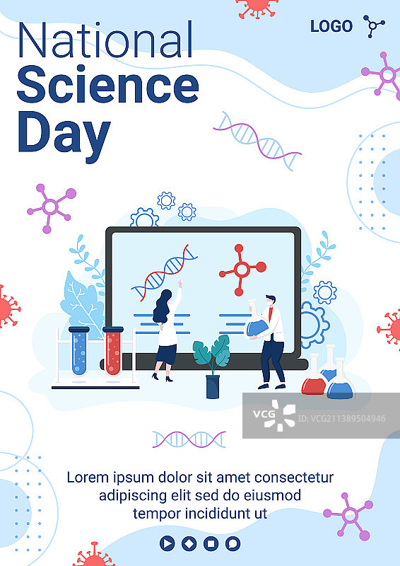 全国科学日宣传单模板扁平设计图片素材