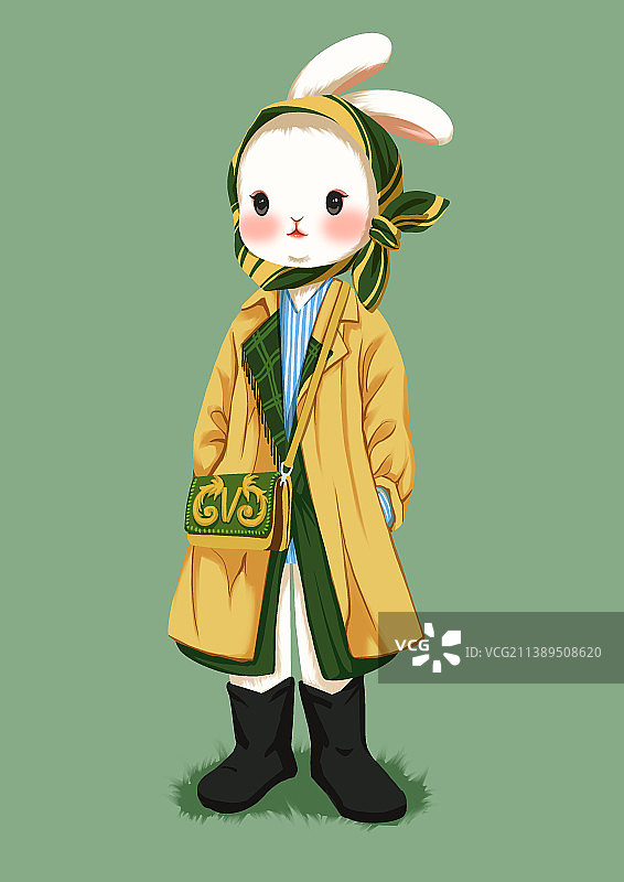 复古拟人兔子图片素材