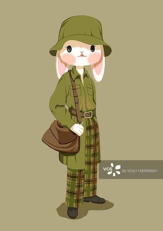复古拟人兔子图片素材