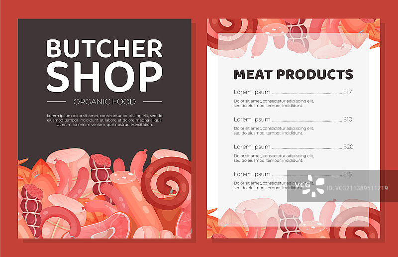 肉铺店各类有机肉品及价格图片素材