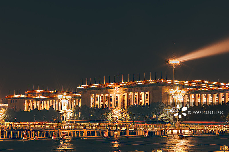 北京人民大会堂夜景图片素材