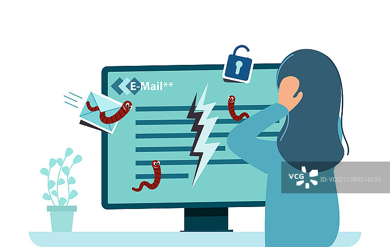 受感染的信件计算机木马概念图片素材