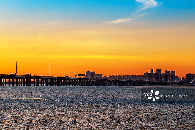深圳前海桂湾日落图片素材