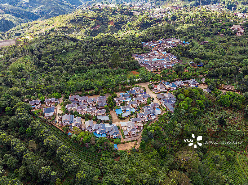 云南普洱澜沧景迈山茶园村寨图片素材