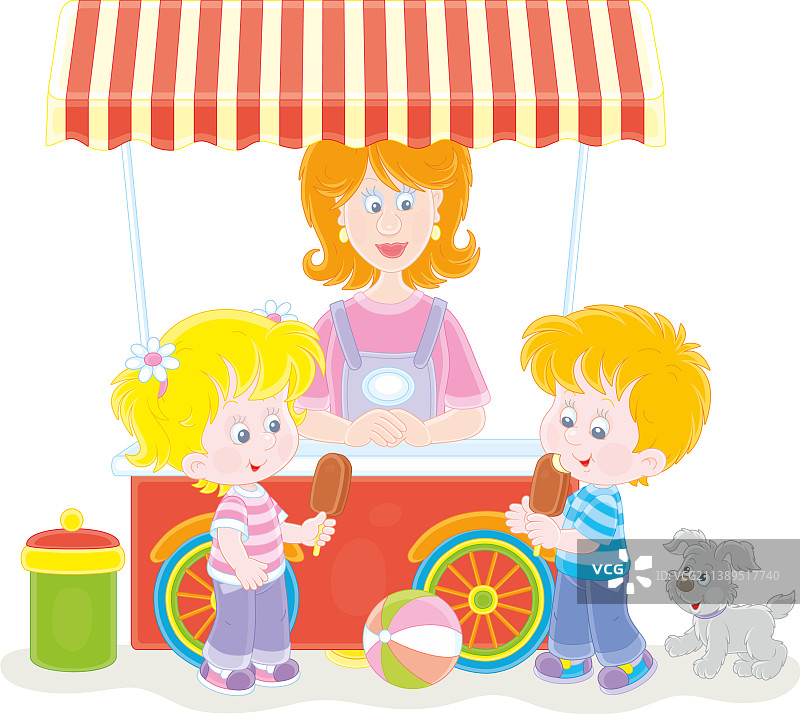 快乐的儿童和巧克力冰淇淋图片素材