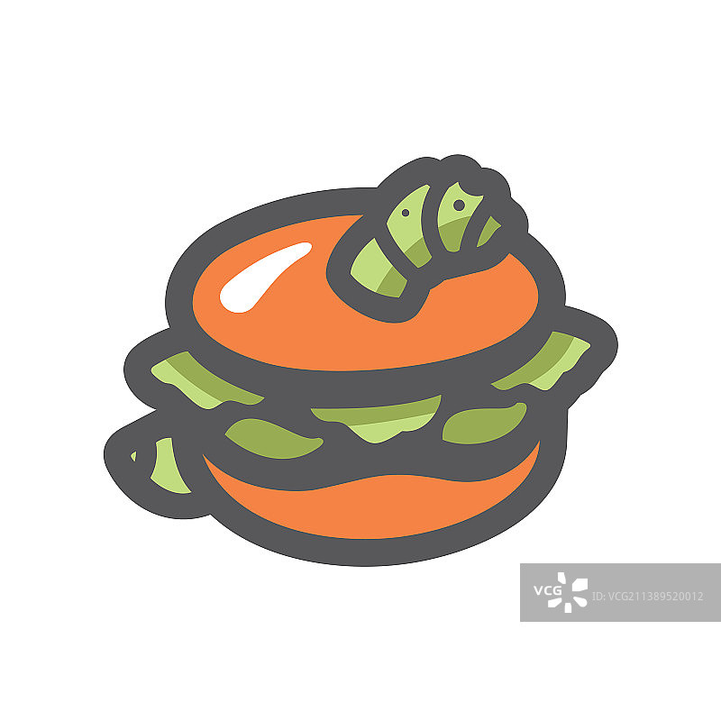 快餐和蠕虫图标卡通图片素材